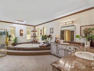 Master bathroom with large tub and shower