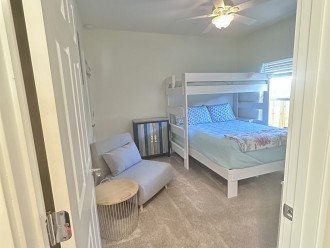 Guest bedroom on the left side of hallway