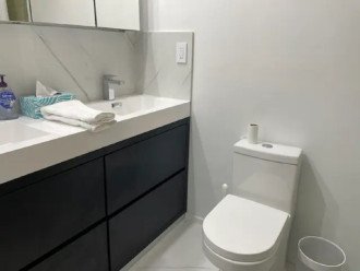 Modern bathrooms with double sinks