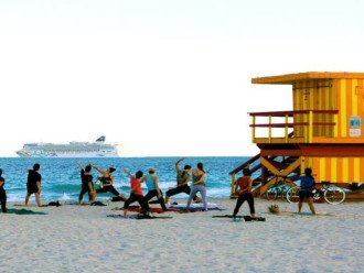 Yoga Fitness right outside on the beach