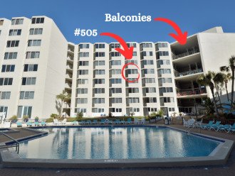 #505 location facing pool and the beach