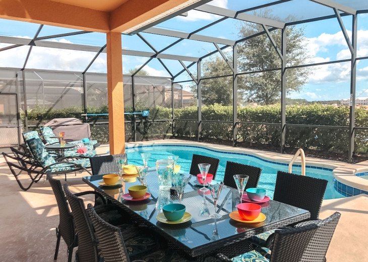 Enjoy al fresco dining under the lanai for 8 and a BBQ for your use!