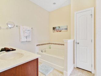 Downstairs Master En Suite Bathroom - Garden Tub, Walk In Shower, Double Sinks, Private Pool Access!
