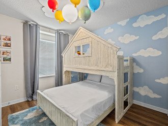 Kid's Playful 'Up' Bunk Bed Room; Twin over Full Bunk (Sleeps Up to 3)