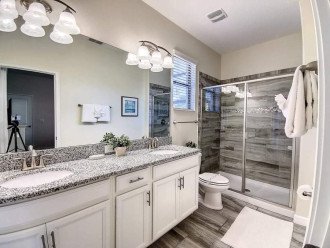 Master Bath with double sinks and spacious walk in shower.