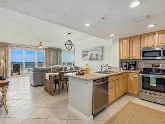 Open concept kitchen, never missing that view of the gulf.