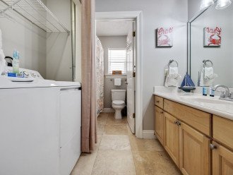 Bathroom 2 offers the full size washer n dryer & tub/shower combo.