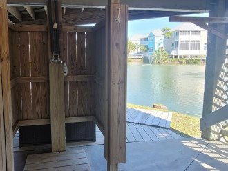Hot/cold water Enclosed shower in carport