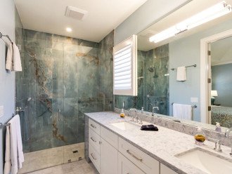 Master Bathroom with double vanity and walk-in shower