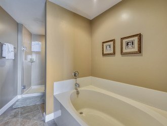 Master Bathroom with Walk-In Shower and Garden Tub