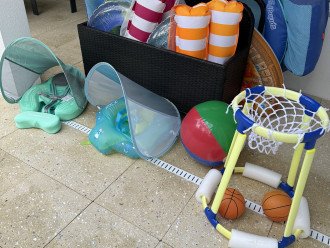 Extensive pool amenities for infants, kids, and adults