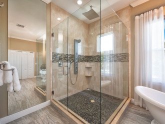 Master bathroom with full length mirror