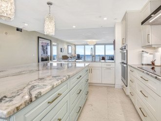 The kitchen features ocean views and state-of-the-art appliances.