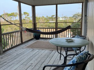 Large covered porch with hammock