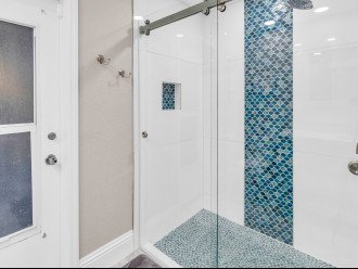 Guest shower -Outside Door access to pool area.