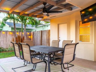 Outdoor dining area with 43" Smart TV