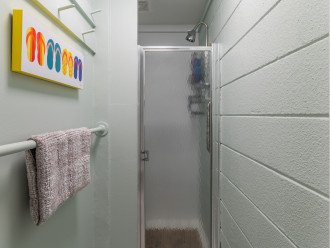 Dedicated shower in entrance area