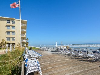 Our unique wooden deck is one of the last few decks built on our property overlooking the non-driving section of New Smyrna Beach.