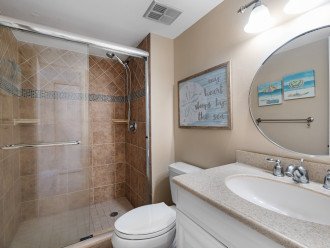Glass and Tile Shower in the Master Bathroom