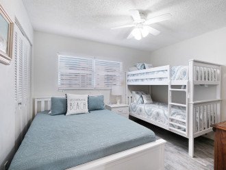 Queen Bed and Twin Bunk Bed in the Guest Bedroom