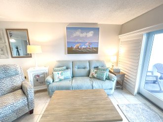 Recently redecorated oceanfront living room!