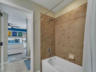 Shower / tub combo in Jack and Jill bathroom in between Harry Potter and Brave themed queen size rooms