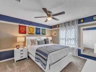Harry Potter themed queen sized bedroom upstairs with Jack and Jill connected bathroom