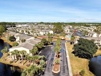 Aerial View of Golf Cart Parking for the Beach but looking towards the Resort
