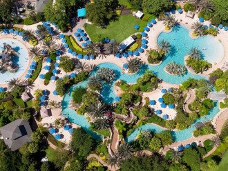 Resort's Lazy River, Rock Water Slide, & Splash Pools