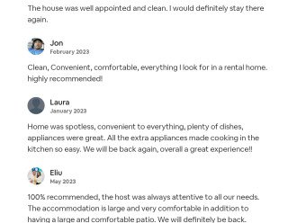 Our reviews from Airbnb!