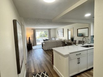 Open floor plan kitchen/living and split floor plan for bedrooms/bathrooms