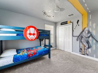 See your kids feel like part of the team as Ant Man and The Wasp team are super-sized in this twin bunk room.