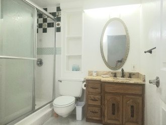 2nd Bathroom, shower tiles have pictures of horses.
