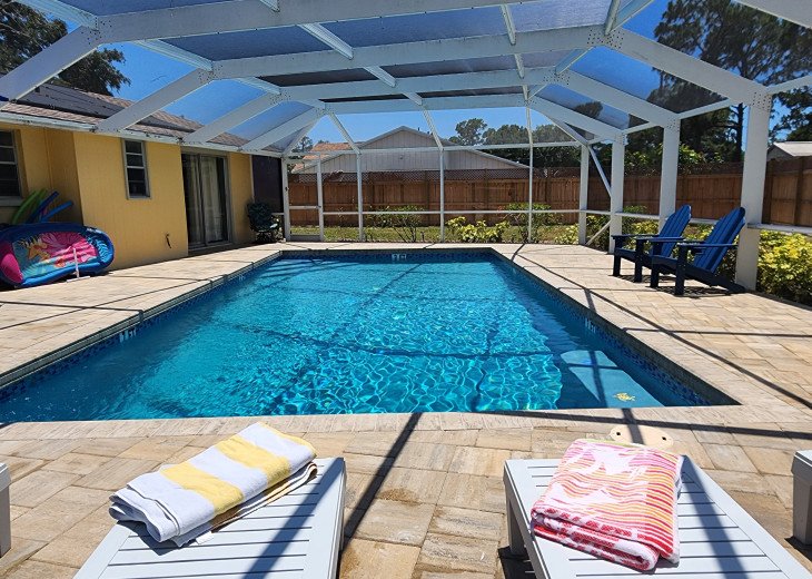 Relax by the heated saltwater pool