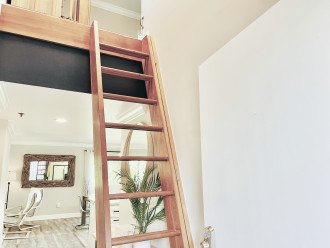 Folding ships ladder to the loft style bedroom - perfect for visiting grandkids!