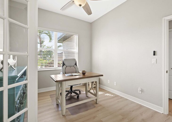 Designated Office with Garden View Allows You To Check on Work or Emails.
