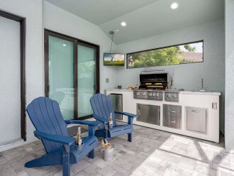 Outdoor Kitchen with Fridge and BBQ