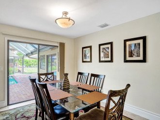 Enjoy views of the pool as you dine in the bright, cheery great room
