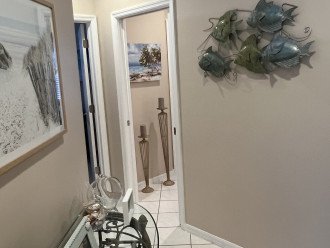 split floor plan-hallway to guest bedrooms/bathroom
