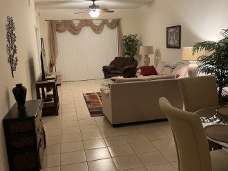 Spacious Family Room w/ Large Screen Smart TV.