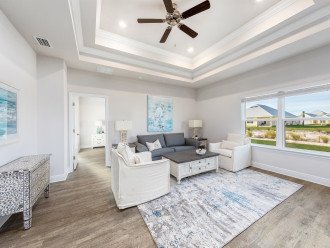 Living room: with ceiling fan,