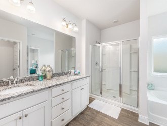 Master Bathroom: walk-in shower, soaking tub, double vanity, private water closet
