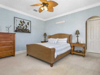 The 3rd master bedroom is also located on the first floor and has a luxurious king size bed, huge walk in wardrobe