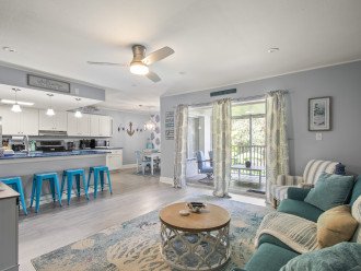 Beautiful beach themed open concept layout, perfect for visiting with family