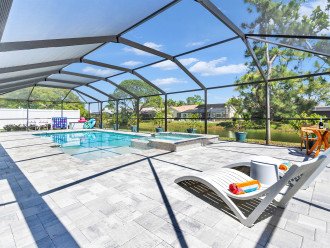 The large pool deck has plenty of room to spread out, play games, and soak in the Florida sunshine!