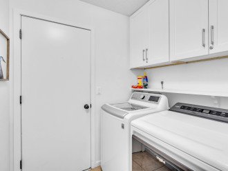 A full-sized washer and dryer are provided for guests to use. We provide Tide pods and dryer sheets.