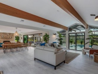 Huge Open Concept Living Area With Midcentury Moden Feel