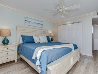 Master bedroom features a king size bed, private bath, smart t.v. and slider!