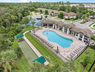 heated community pool and bocce ball court