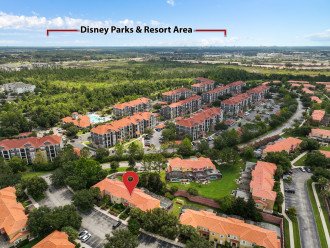 A Spectacular Aerial View of Your Disney Dream Home and the Resort Area, Showcasing the Close Proximity to Disney Parks.